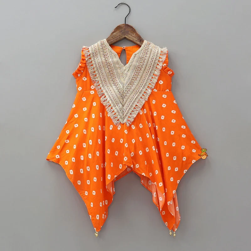 Elegant Lace Detailed Kurta With Farshi Salwar And Dupatta