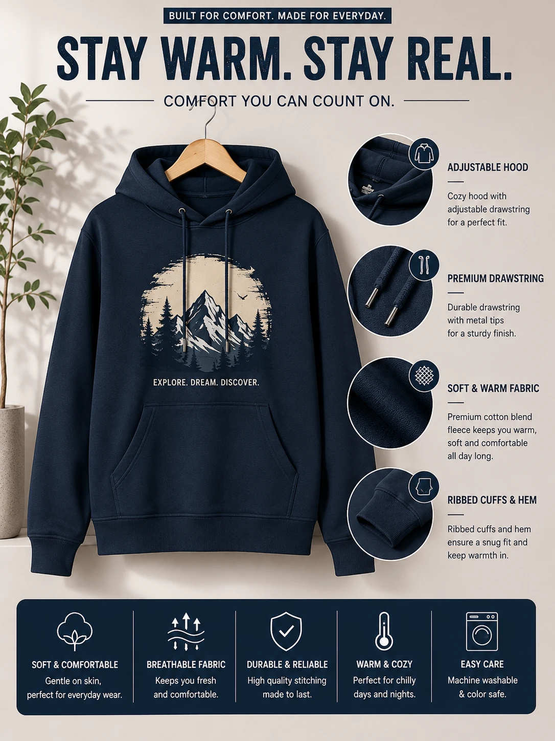 Boys Dynamic Colourblock Fleece Hoodie