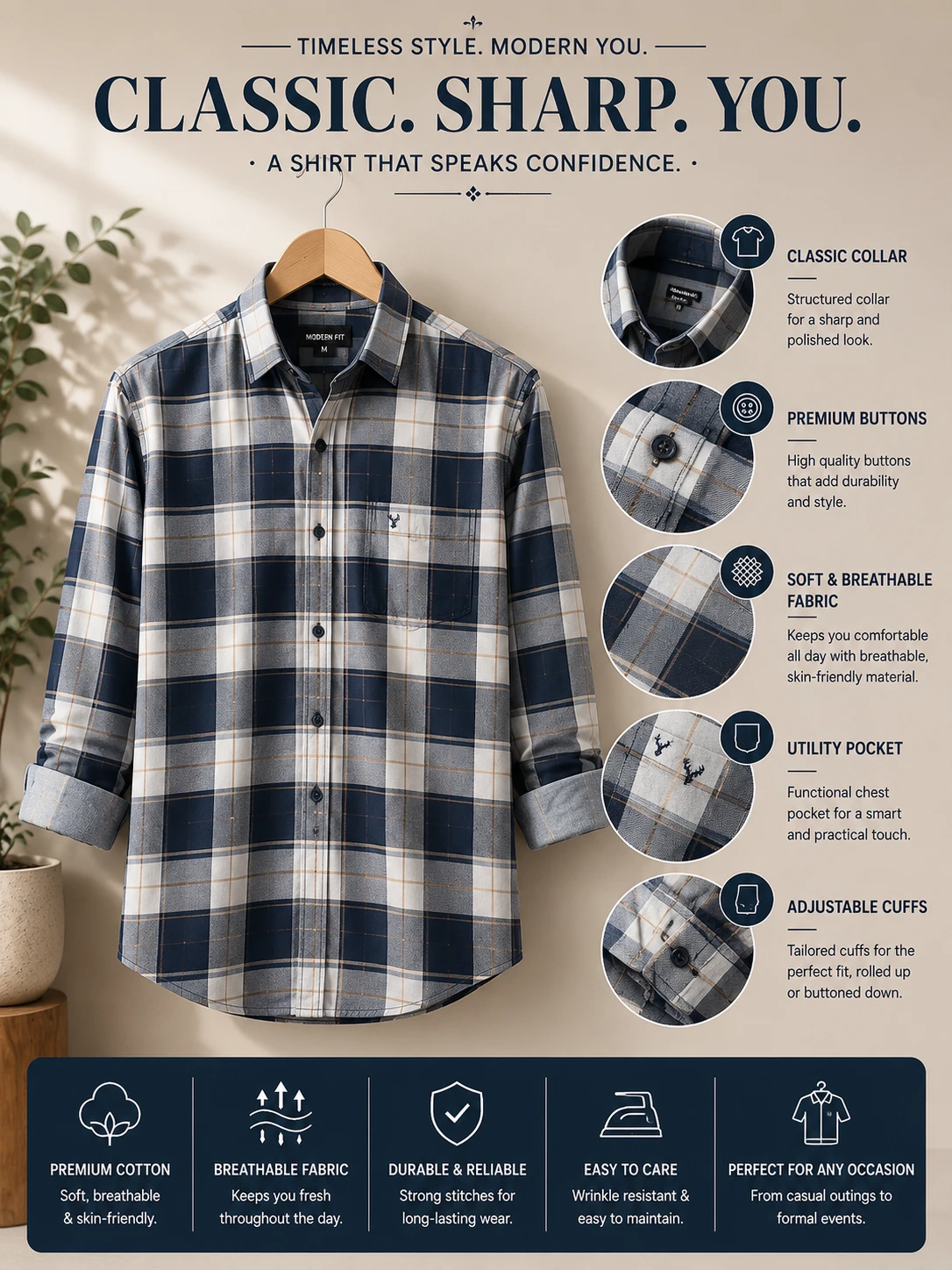 Boys Premium Slim-Fit Cotton Oxford Shirt